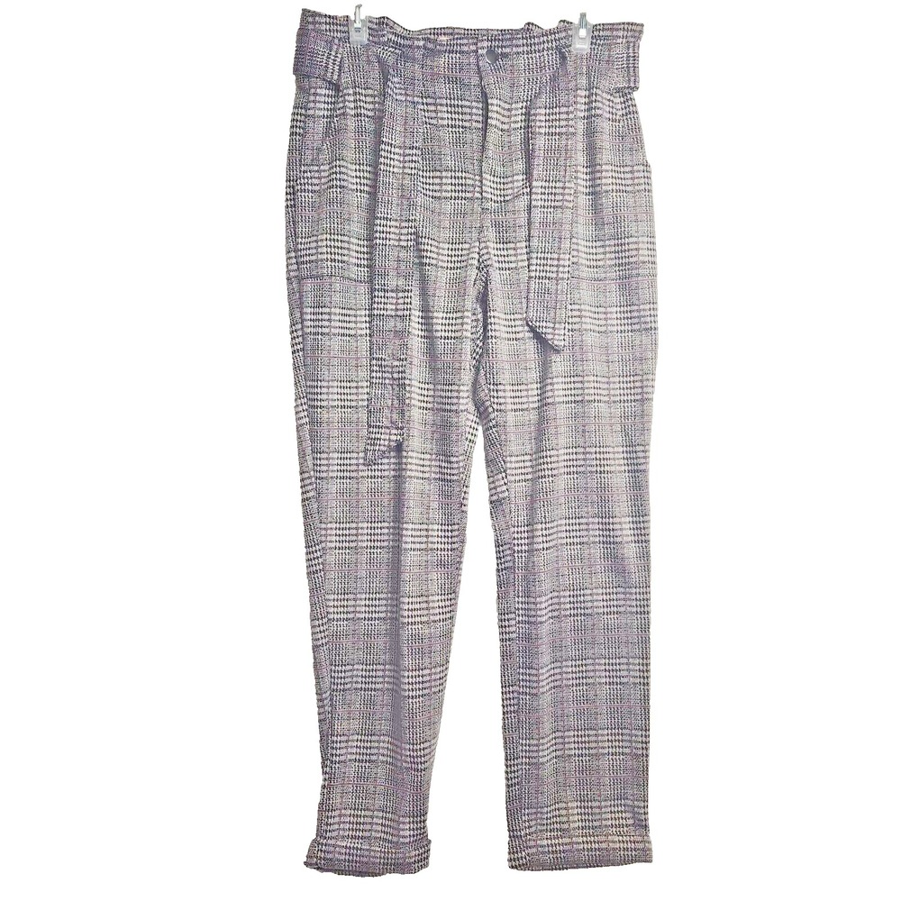 So Pants Womens Size 15 Black And White Design Built In Belt Poly Blend